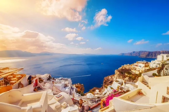 Vista panorâmica de Santorini